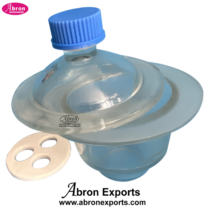 Glass Desiccator Plain With Plastic Knob Dia 300mm Grounded Leakproof Edge Lip With Porcelain Plate Abron AC-434GP12